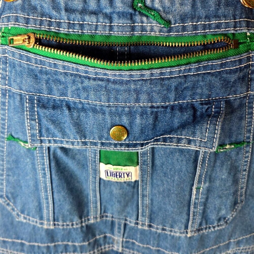 Liberty Mens Rigid Denim Bib Overalls 36x30 Blue Cotton Adjustable Straps Workwe - Picture 9 of 11